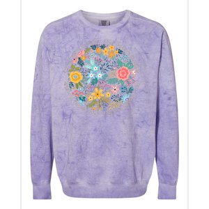 Grow Positive Thoughts Floral Flowers Emblem Colorblast Crewneck Sweatshirt