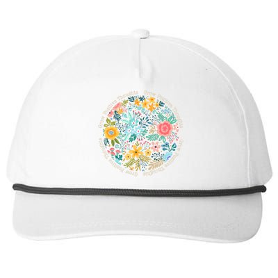 Grow Positive Thoughts Floral Flowers Emblem Snapback Five-Panel Rope Hat