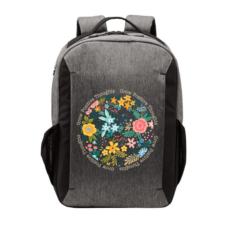 Grow Positive Thoughts Floral Flowers Emblem Vector Backpack