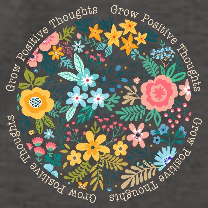Grow Positive Thoughts Floral Flowers Emblem Vector Backpack