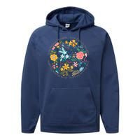 Grow Positive Thoughts Floral Flowers Emblem Performance Fleece Hoodie