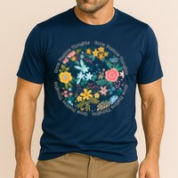 Grow Positive Thoughts Floral Flowers Emblem Cooling Performance Crew T-Shirt