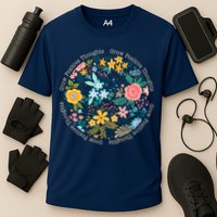 Grow Positive Thoughts Floral Flowers Emblem Cooling Performance Crew T-Shirt