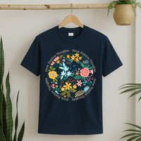 Grow Positive Thoughts Floral Flowers Emblem T-Shirt