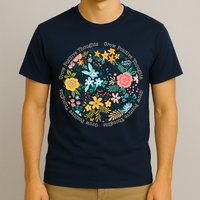 Grow Positive Thoughts Floral Flowers Emblem T-Shirt