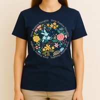 Grow Positive Thoughts Floral Flowers Emblem T-Shirt