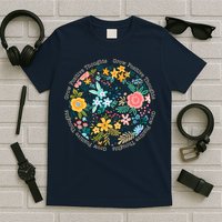 Grow Positive Thoughts Floral Flowers Emblem T-Shirt