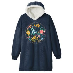 Grow Positive Thoughts Floral Flowers Emblem Hooded Wearable Blanket