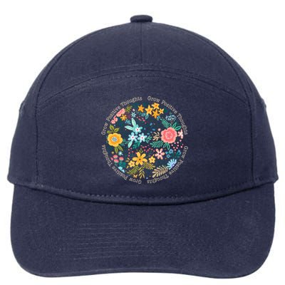 Grow Positive Thoughts Floral Flowers Emblem 7-Panel Snapback Hat