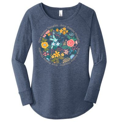 Grow Positive Thoughts Floral Flowers Emblem Women's Perfect Tri Tunic Long Sleeve Shirt