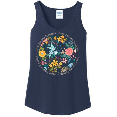 Grow Positive Thoughts Floral Flowers Emblem Ladies Essential Tank