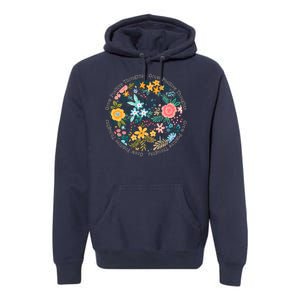 Grow Positive Thoughts Floral Flowers Emblem Premium Hoodie