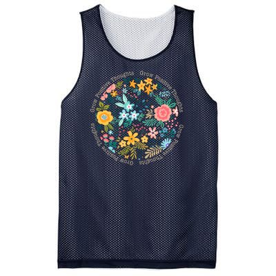 Grow Positive Thoughts Floral Flowers Emblem Mesh Reversible Basketball Jersey Tank