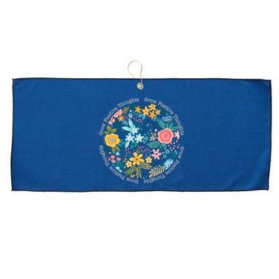 Grow Positive Thoughts Floral Flowers Emblem Large Microfiber Waffle Golf Towel