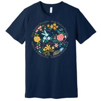 Grow Positive Thoughts Floral Flowers Emblem Premium T-Shirt