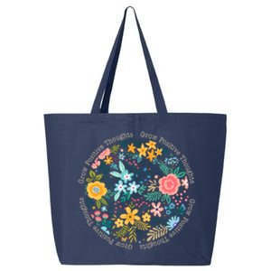 Grow Positive Thoughts Floral Flowers Emblem 25L Jumbo Tote