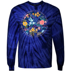 Grow Positive Thoughts Floral Flowers Emblem Tie-Dye Long Sleeve Shirt