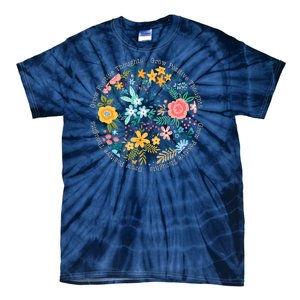 Grow Positive Thoughts Floral Flowers Emblem Tie-Dye T-Shirt