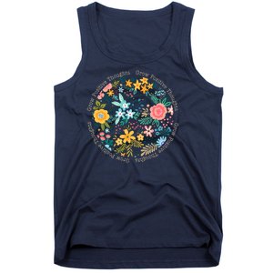 Grow Positive Thoughts Floral Flowers Emblem Tank Top