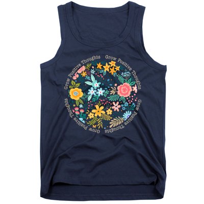 Grow Positive Thoughts Floral Flowers Emblem Tank Top