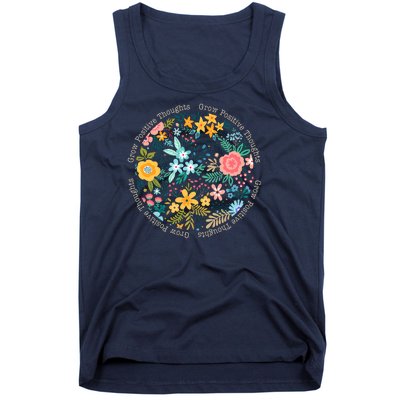 Grow Positive Thoughts Floral Flowers Emblem Tank Top