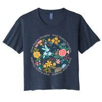 Grow Positive Thoughts Floral Flowers Emblem Women's Crop Top Tee