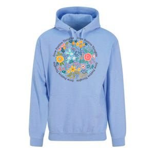 Grow Positive Thoughts Floral Flowers Emblem Unisex Surf Hoodie