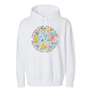 Grow Positive Thoughts Floral Flowers Emblem Garment-Dyed Fleece Hoodie