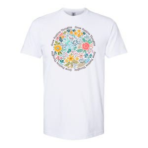 Grow Positive Thoughts Floral Flowers Emblem Softstyle CVC T-Shirt