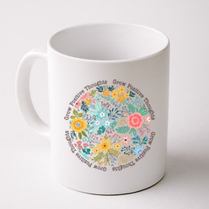 Grow Positive Thoughts Floral Flowers Emblem Coffee Mug