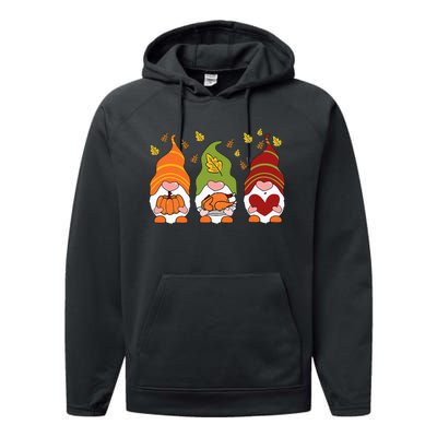 Gnomes Pumpkin Turkey Thanksgiving Day Cute Fall Autumn Performance Fleece Hoodie