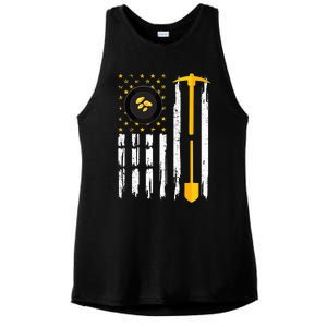 Gold Panning Us Flag Gold Panner Gold Prospecting Ladies PosiCharge Tri-Blend Wicking Tank