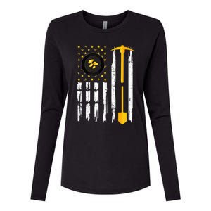 Gold Panning Us Flag Gold Panner Gold Prospecting Womens Cotton Relaxed Long Sleeve T-Shirt