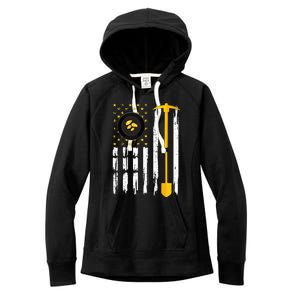 Gold Panning Us Flag Gold Panner Gold Prospecting Women's Fleece Hoodie