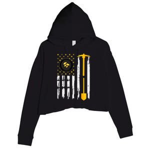 Gold Panning Us Flag Gold Panner Gold Prospecting Crop Fleece Hoodie