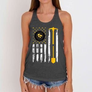 Gold Panning Us Flag Gold Panner Gold Prospecting Women's Knotted Racerback Tank