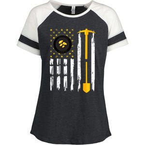 Gold Panning Us Flag Gold Panner Gold Prospecting Enza Ladies Jersey Colorblock Tee