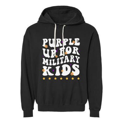 Groovy Purple Up For Military Military Child Month Garment-Dyed Fleece Hoodie