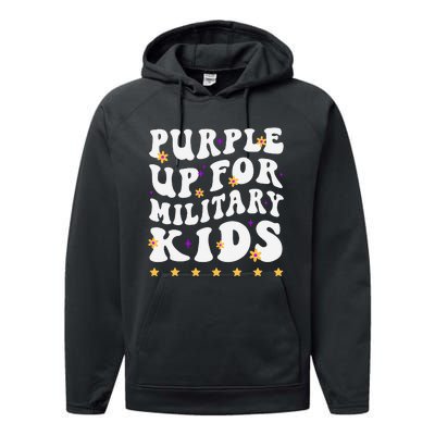 Groovy Purple Up For Military Military Child Month Performance Fleece Hoodie