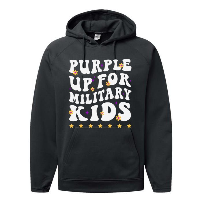 Groovy Purple Up For Military Military Child Month Performance Fleece Hoodie