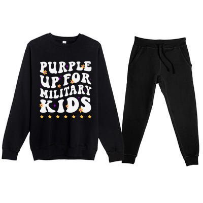 Groovy Purple Up For Military Military Child Month Premium Crewneck Sweatsuit Set