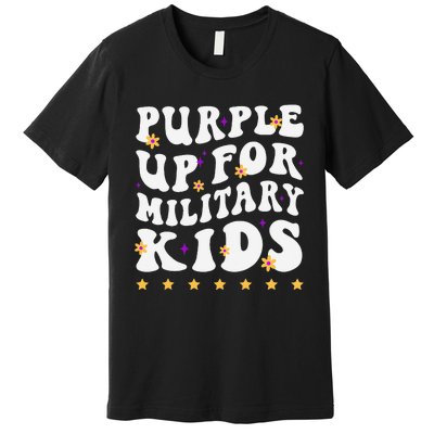 Groovy Purple Up For Military Military Child Month Premium T-Shirt