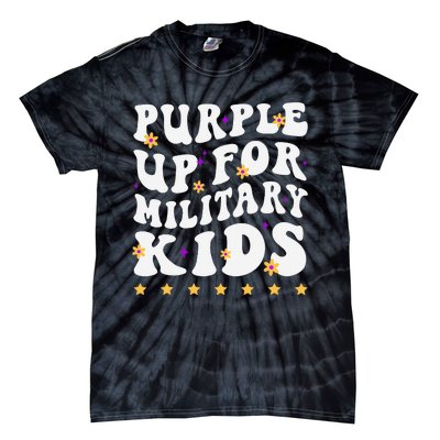 Groovy Purple Up For Military Military Child Month Tie-Dye T-Shirt