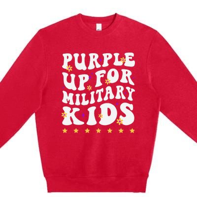 Groovy Purple Up For Military Military Child Month Premium Crewneck Sweatshirt