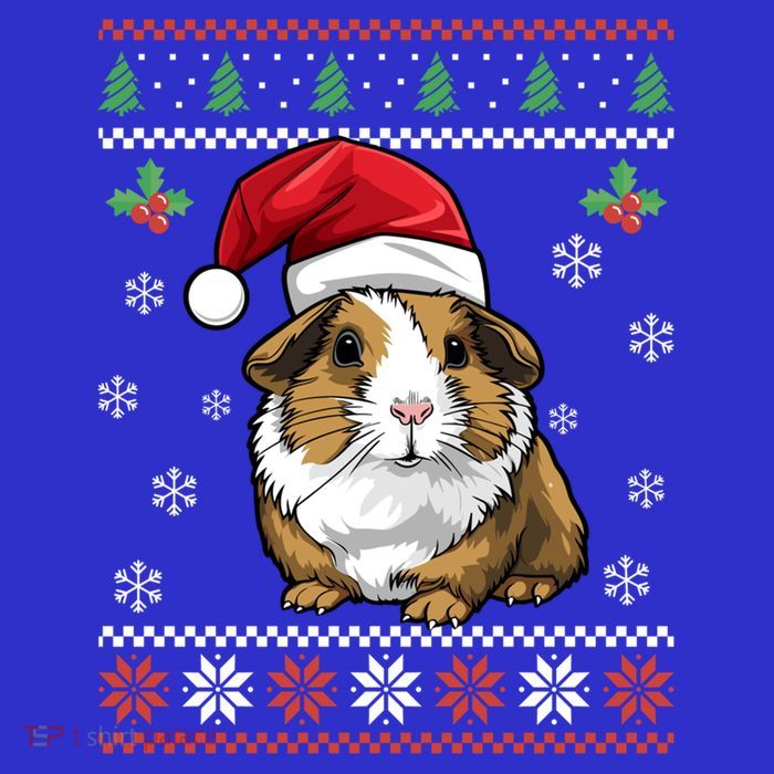 Guinea Pig Ugly Christmas Xmas Dults Swea Stripe Pom Pom Beanie