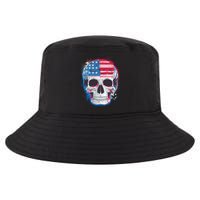 Grunge Paint USA American Flag Smiling Skull Cool Comfort Performance Bucket Hat