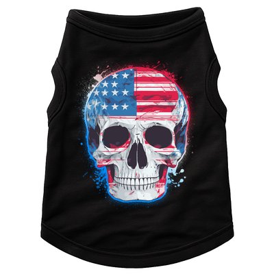 Grunge Paint USA American Flag Smiling Skull Doggie Tank