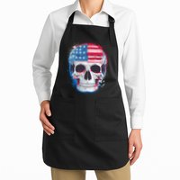 Grunge Paint USA American Flag Smiling Skull Apron
