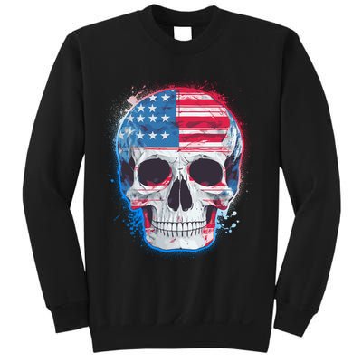 Grunge Paint USA American Flag Smiling Skull Sweatshirt