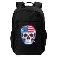 Grunge Paint USA American Flag Smiling Skull Backpack